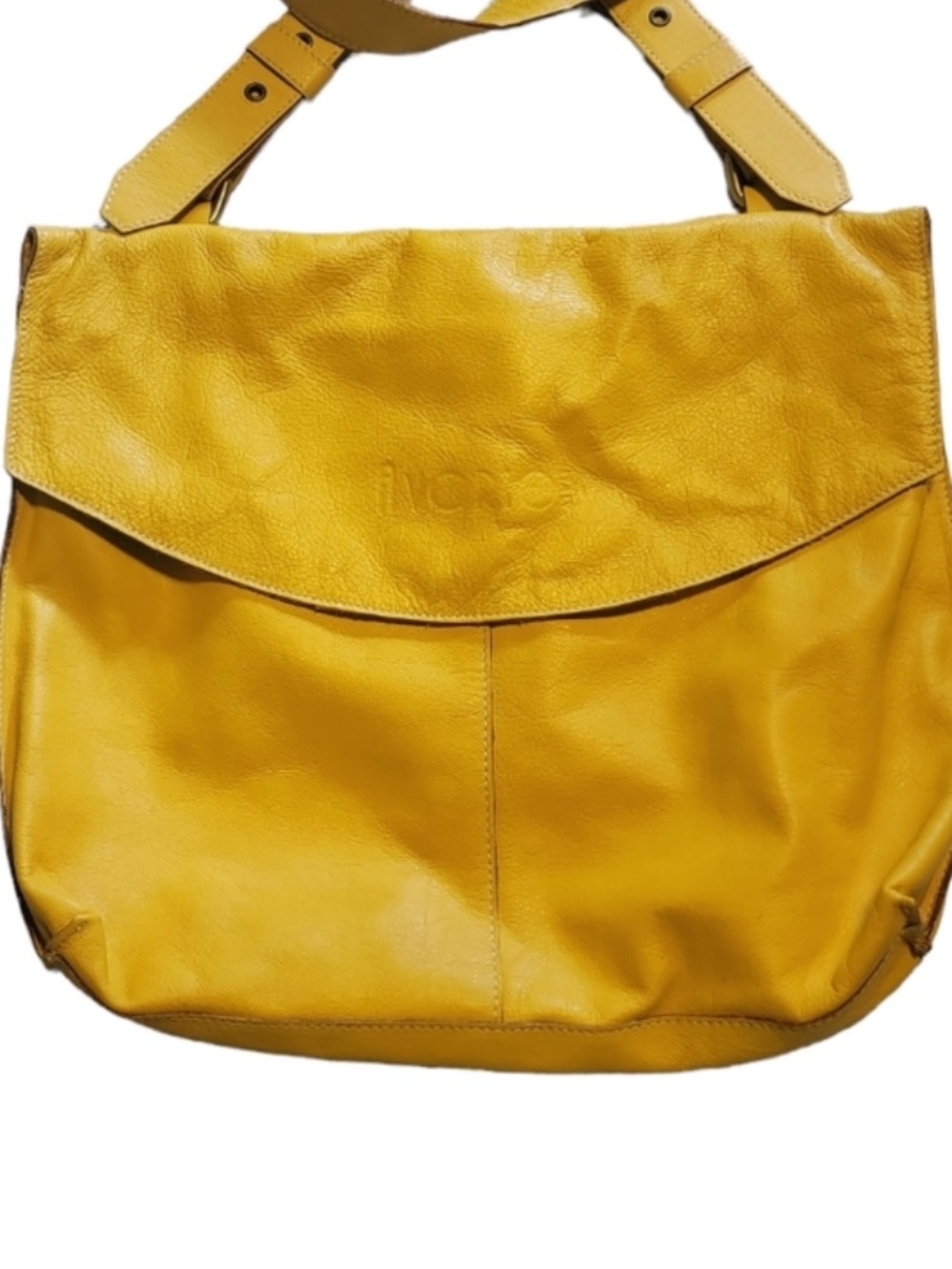 Avorio Italian Soft Leather Canary Yellow large Crossbody Shoulder Bag -